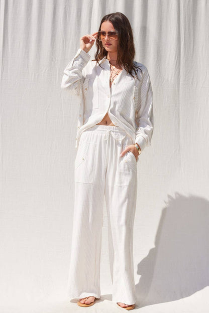 Stripe Linen Shirt Top