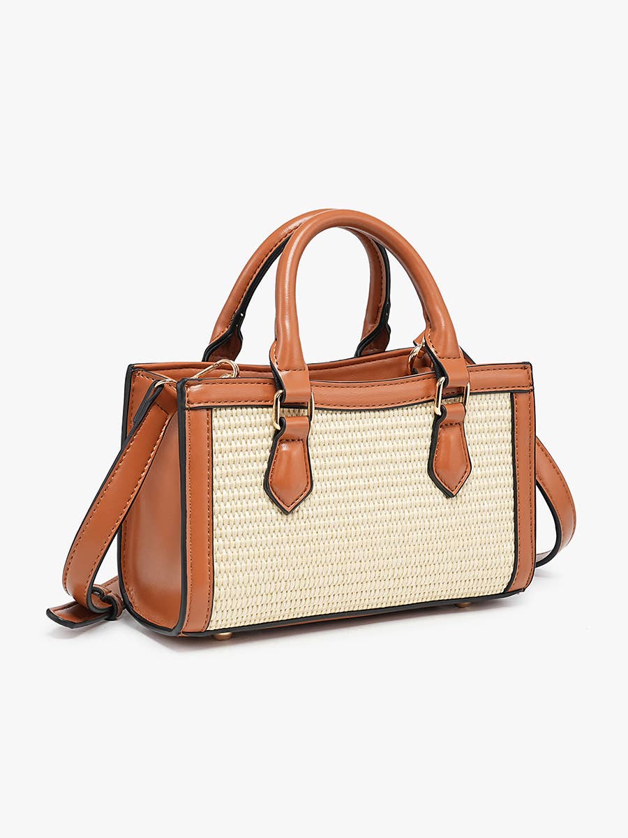 M2824 Harmony Straw Crossbody w/ Bamboo Handles & Crossbody Strap
