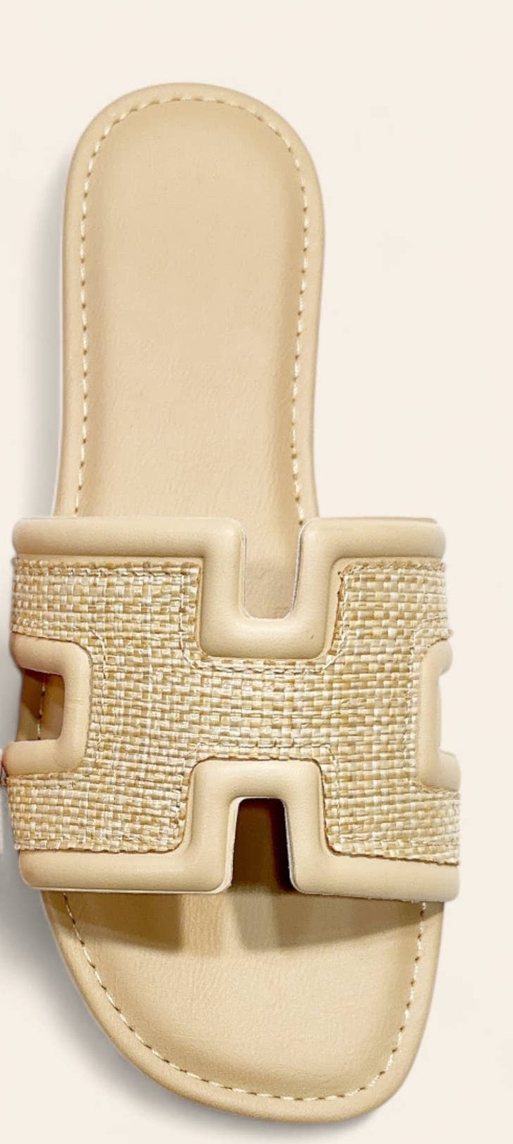 H cutout strap slipon flat sandals
