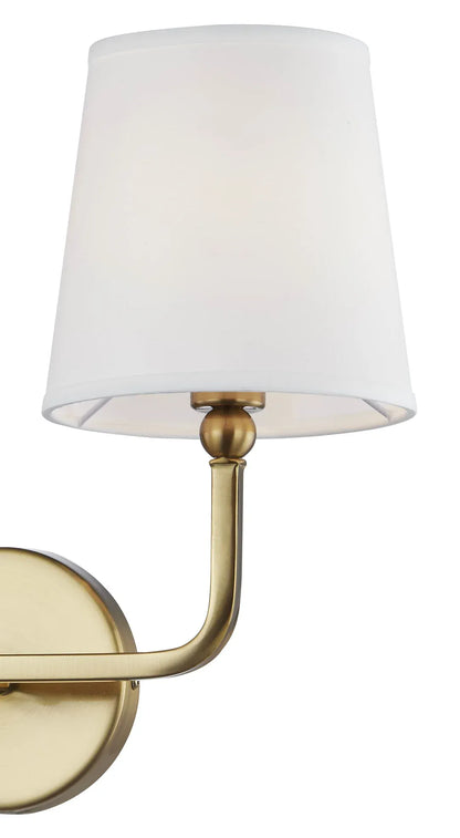 Forty West Maureen brass wall sconce with white fabric drum shade