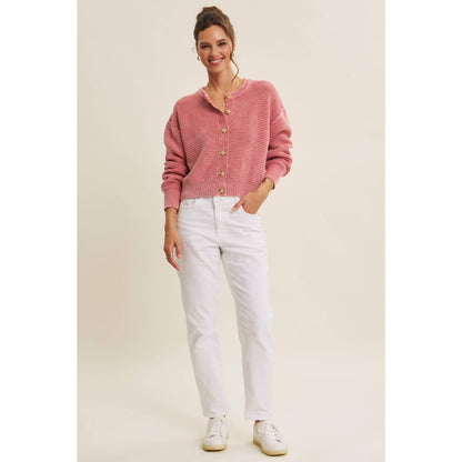 Mineral-Washed Knit Cardigan