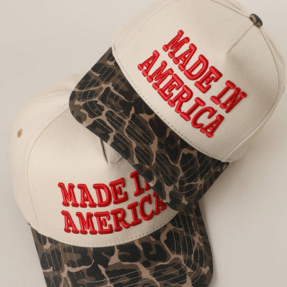 MADE IN AMERICA 3D Embroidered Two-Tone Leopard Brim Trucker