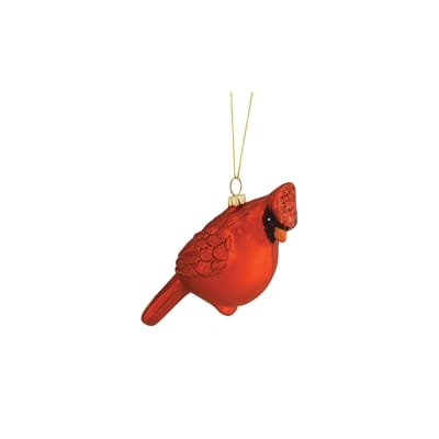 Melrose red cardinal glass bird Christmas ornament with gold hanging string