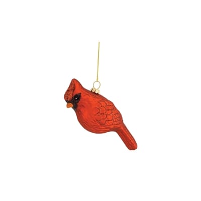 Melrose red cardinal bird Christmas ornament with gold hanging string