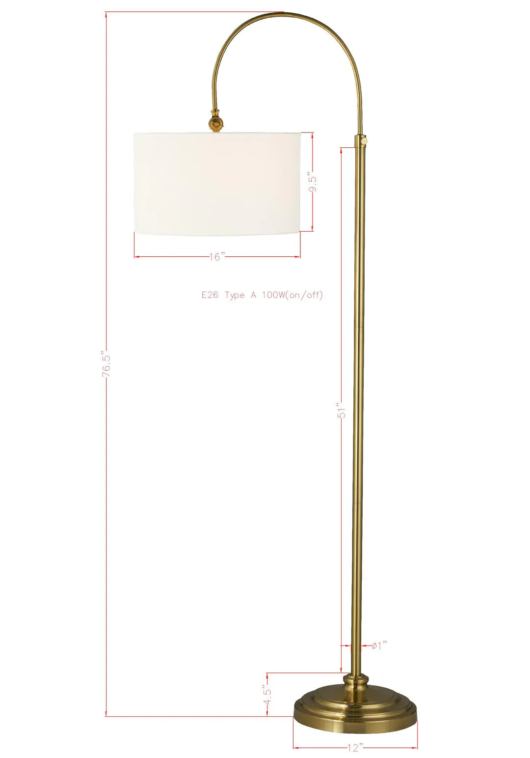 Hope Floor Lamp 76.5H; 100W