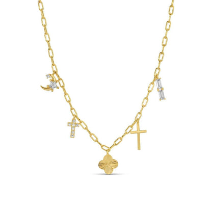 Faith Necklace with Cross & Charms