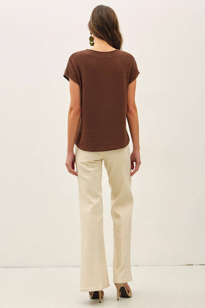 Boxy Short Sleeve Sweater Top