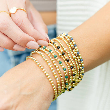 3mm Bead With 5mm Accent Stretch Bracelets