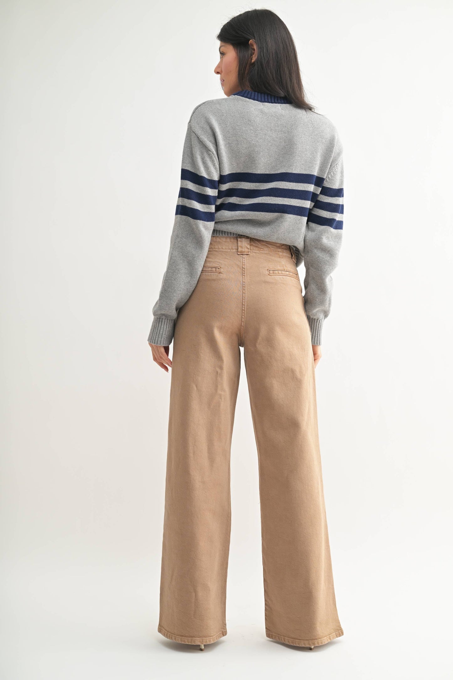 Vin Khaki Patch Pocket Wide Leg Flare