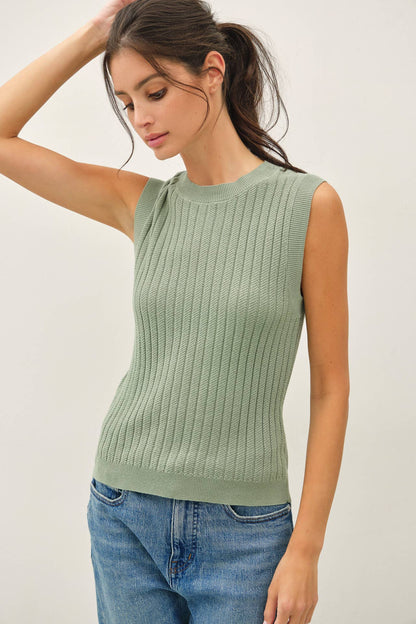 Textured Ribbed Classic Cut Sweater Tank