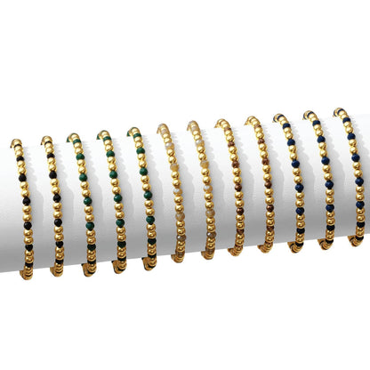 Set/12 4mm Bead & Crystal Stretch Bracelets