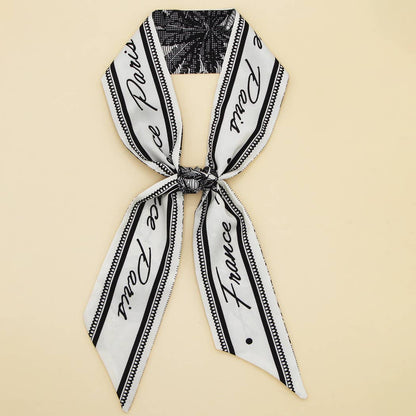 Floral Letter Print Scarf – Headband & Bag Strap_CWASC0061
