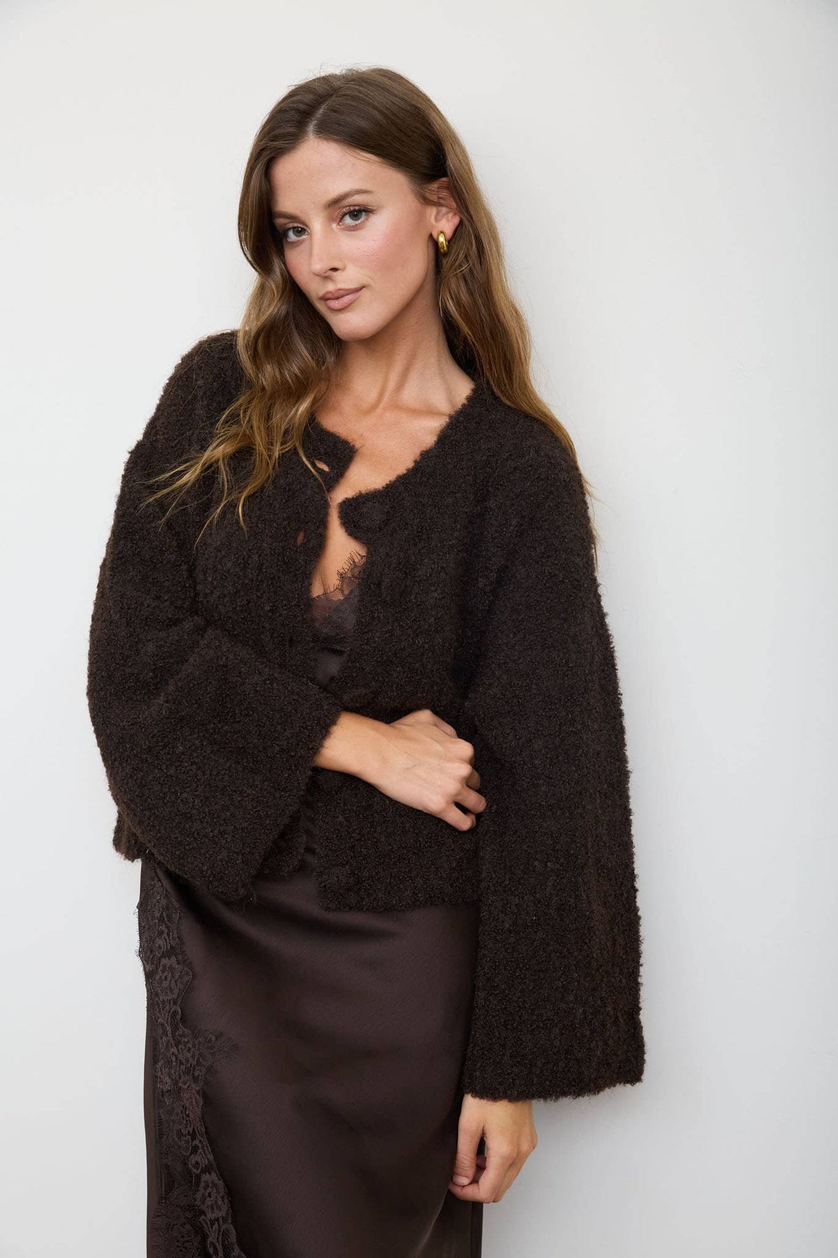 Fuzz Button Down Sweater