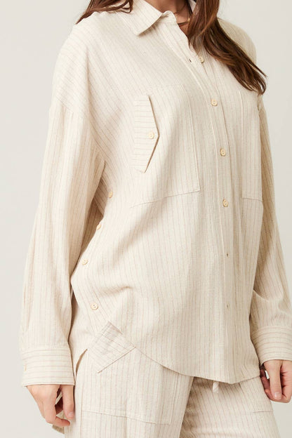 Stripe Linen Shirt Top