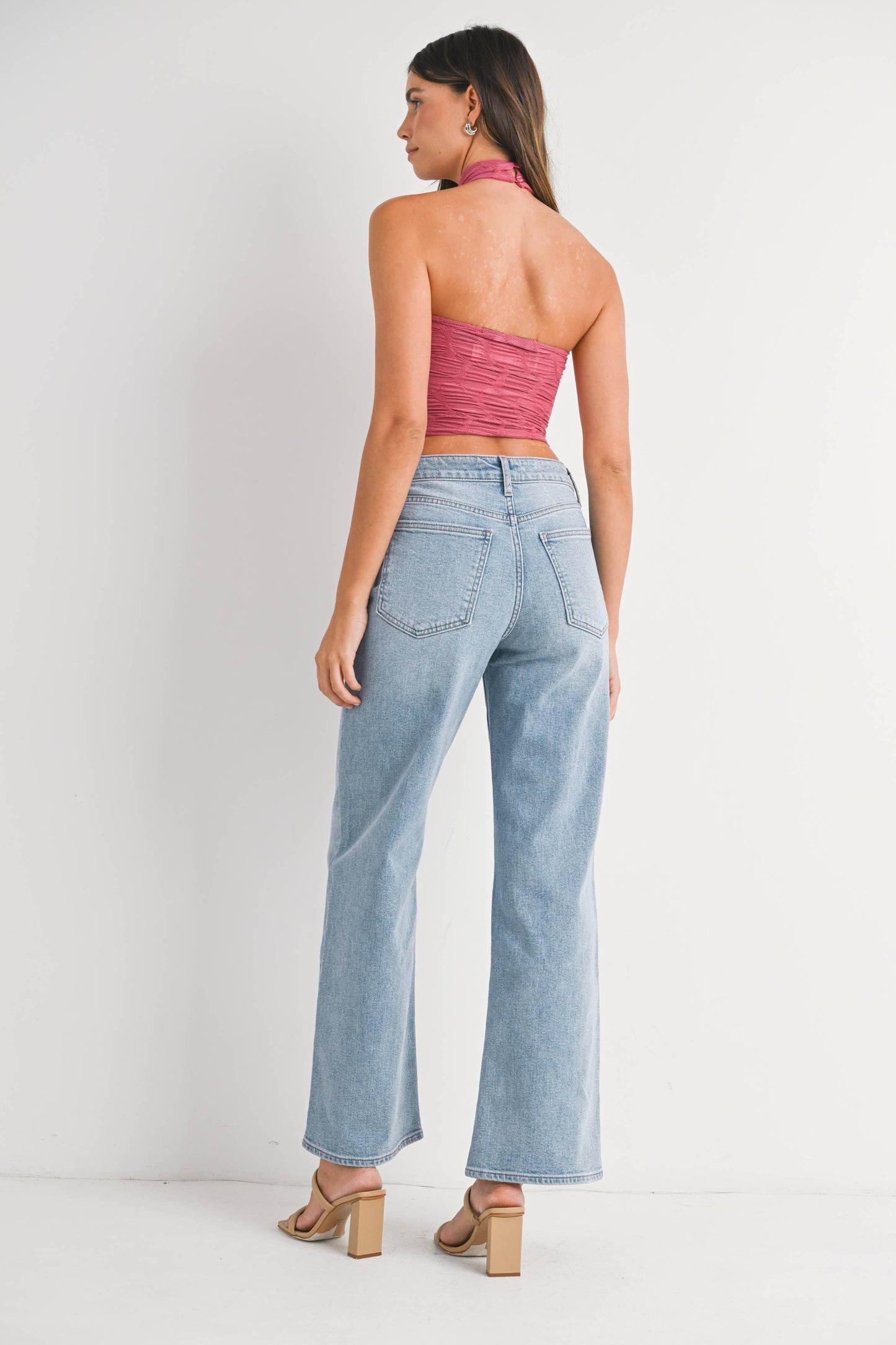 Light High Rise Full Length Straight Leg Jeans