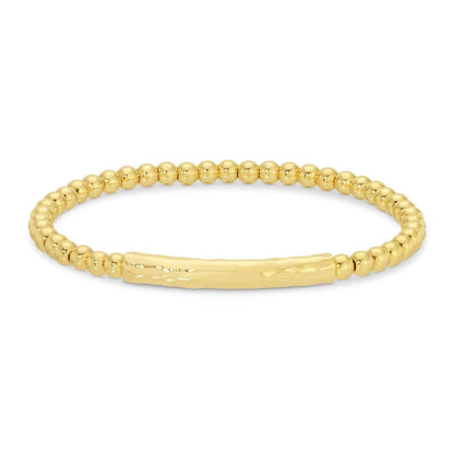 Beaded Bracelet With Lightly Textured Bar