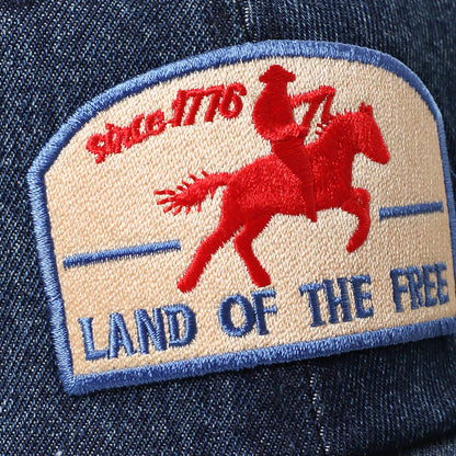 **Pre-Order**  Land Of The Free Embroidered Patch Denim Baseball Cap
