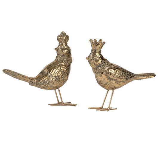 6x2x7" Gold Bird Accents with Crown