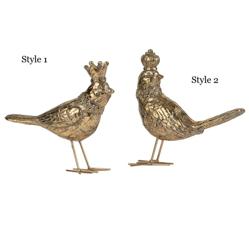 6x2x7" Gold Bird Accents with Crown