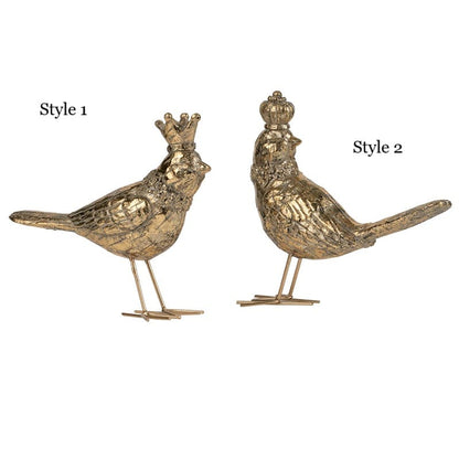 6x2x7" Gold Bird Accents with Crown