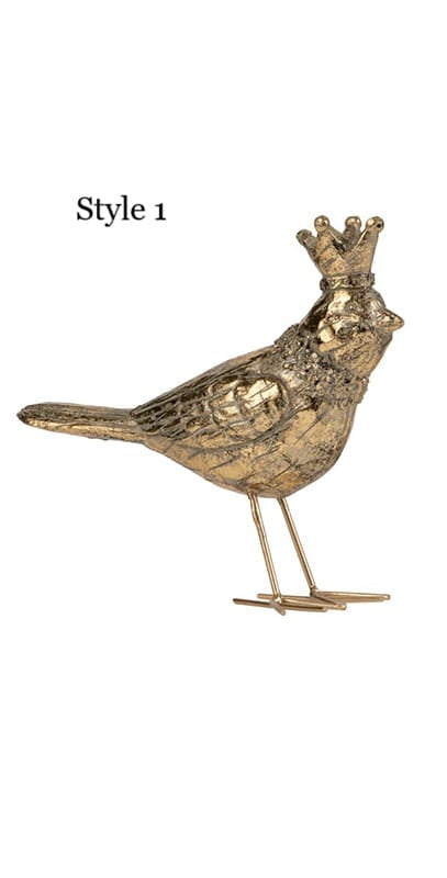 6x2x7" Gold Bird Accents with Crown