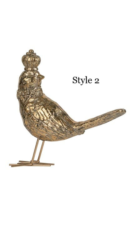 6x2x7" Gold Bird Accents with Crown