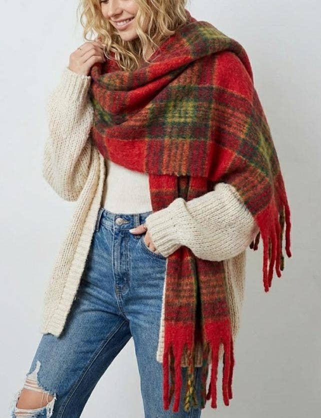 Trendy Plaid Thicken Warm Tassel Knit Scarf MK2BLW6W6NSW75