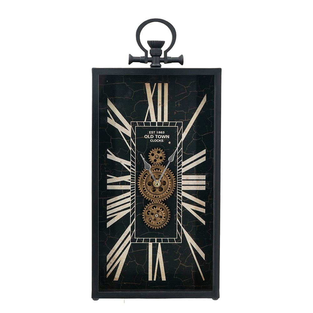 10x3x21" Decorative Black and Gold Gear Table Clock