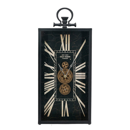 10x3x21" Decorative Black and Gold Gear Table Clock