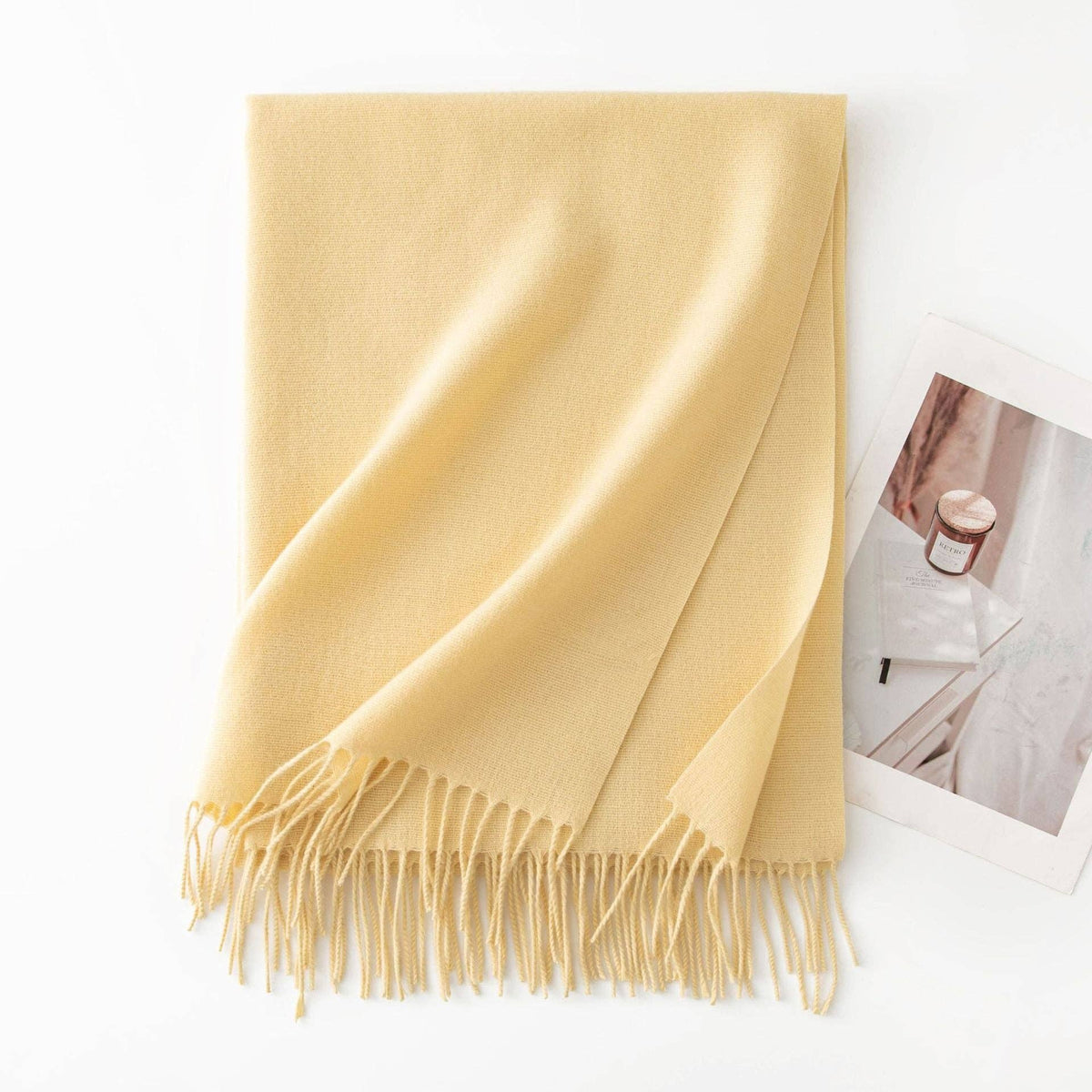 Minimalist Solid Color Tassel Scarf 6W6NSW306