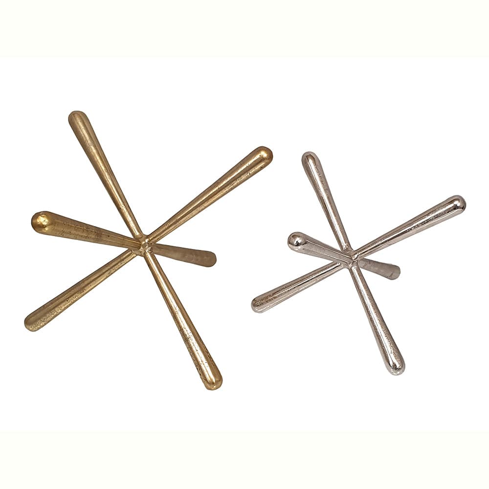 Silver and Gold Aluminum Décor Objects, L:16.5x16.5x16.5" S:13x13x13"