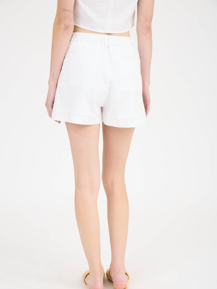 High waist front pleat shorts
