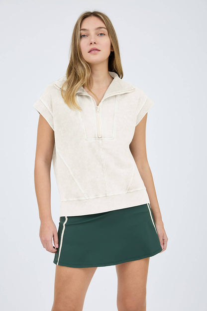 Sleeveless Ribbed Half Zip