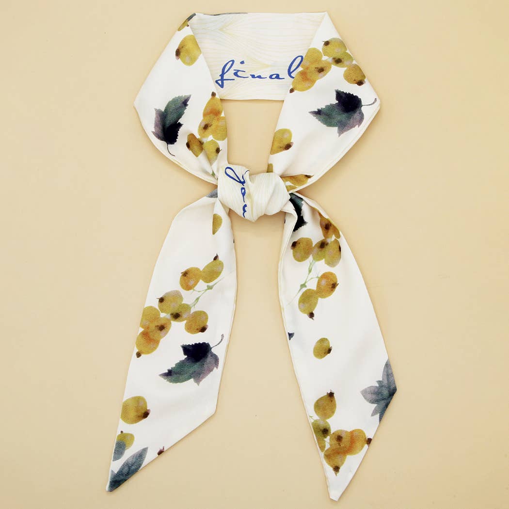 Floral Letter Print Scarf – Headband & Bag Strap_CWASC0061