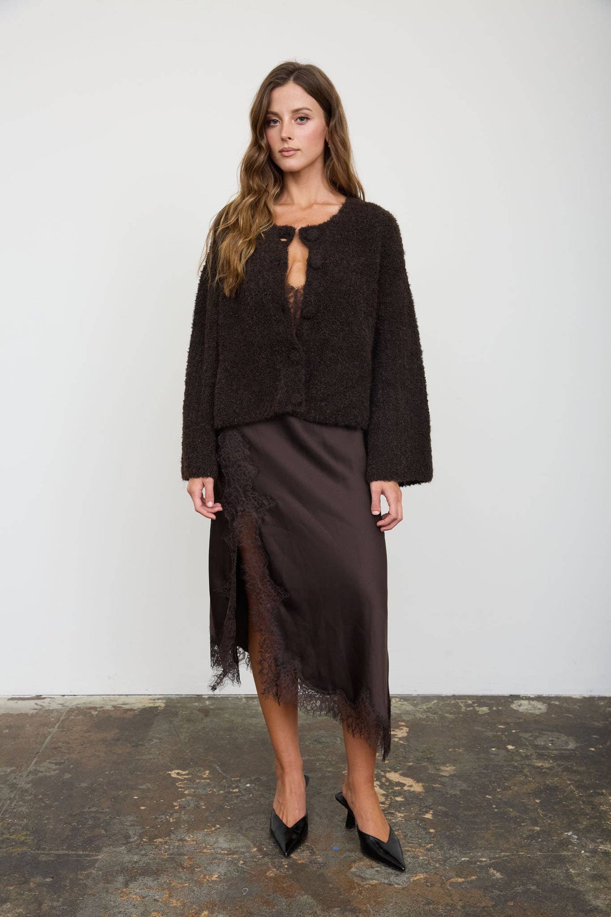 Fuzz Button Down Sweater