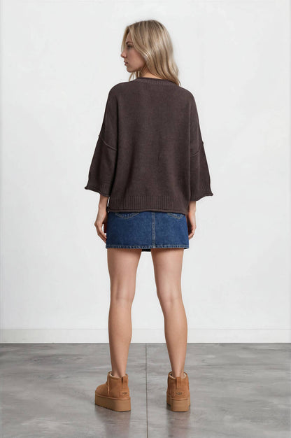 EXPOSED SEAM DROP SHOULDER SHORT SLEEVE PULLOVER