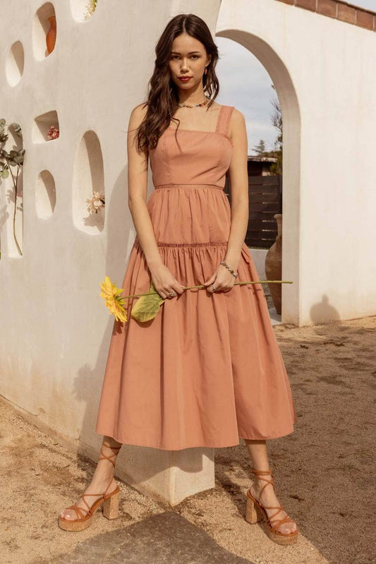 Lace Trim Tiered Dress