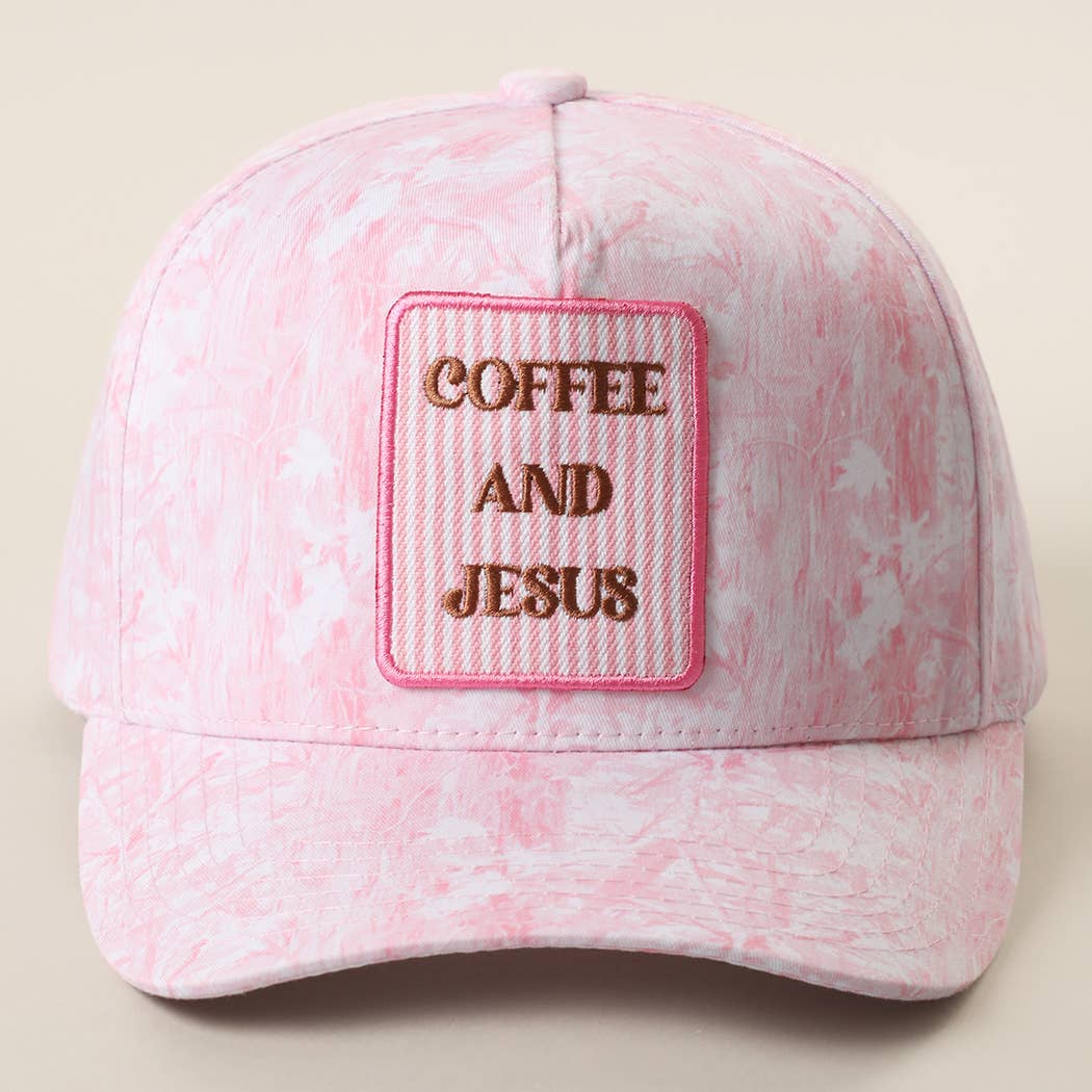 COFFEE AND JESUS Patch Embroidered Camo Trucker Hat