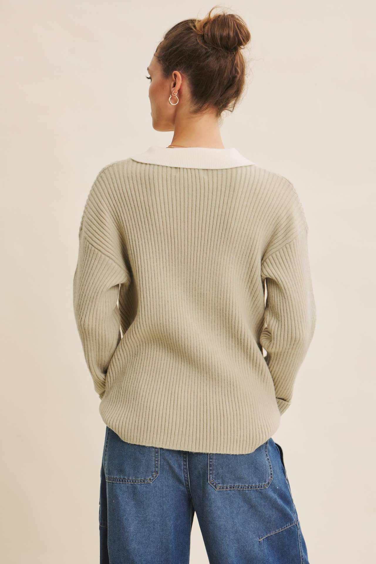 SOFTLY STRUCTURED CONTRAST RIBBED SWEATER CARDIGAN