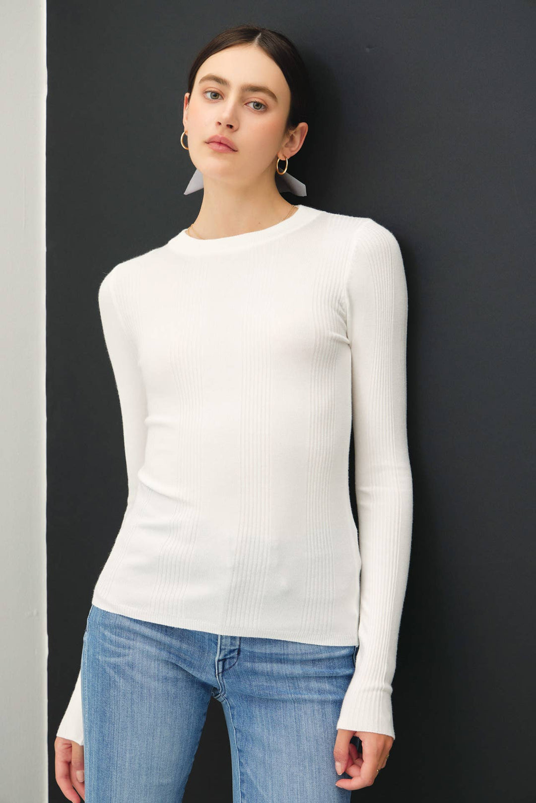 BASIC PATTERNED KNIT SWEATER