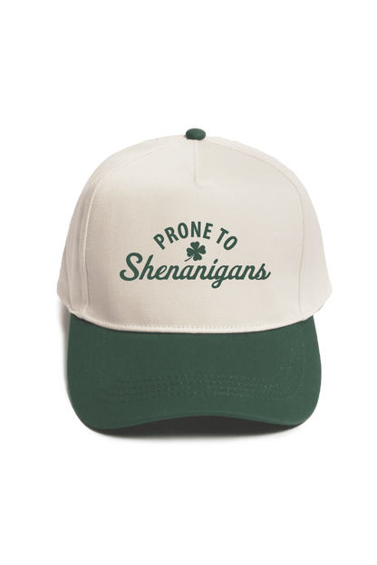 St Patrick's PRONE TO SHENANIGANS Embroidered Two Tone Cap