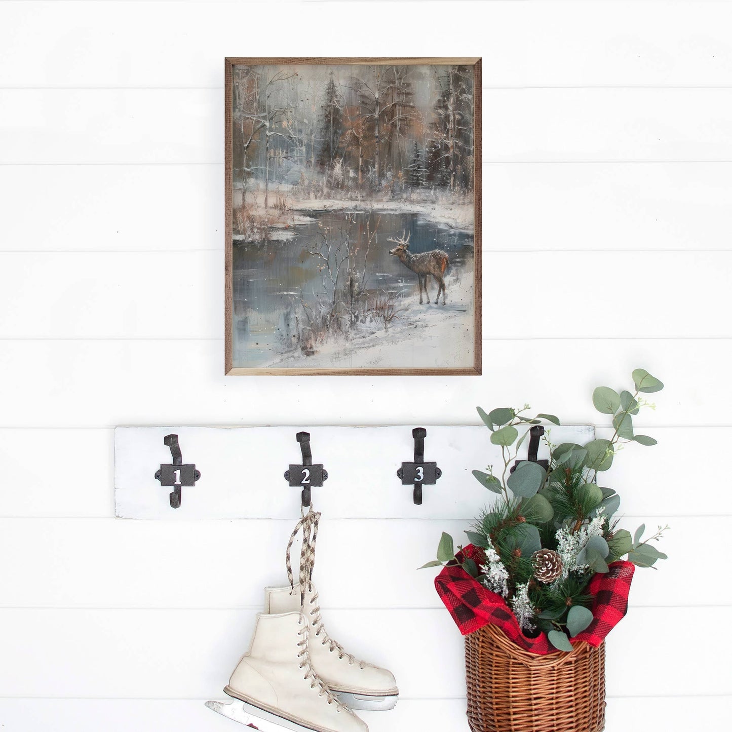 Lakeside Deer 2 By Petals Prints Design Art Print