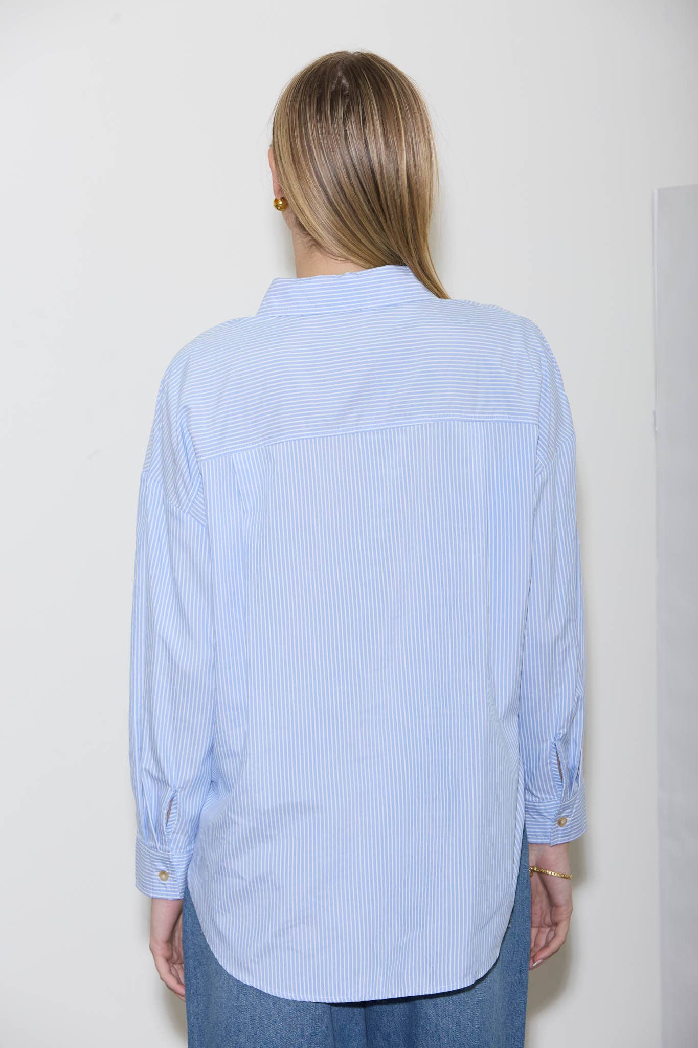 Striped Long Sleeve Collared Shirt