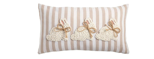 White Bunny Lumbar Embroidered Pillows