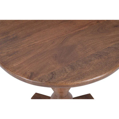 Forty West Tammy round pedestal accent table in warm brown mango wood finish