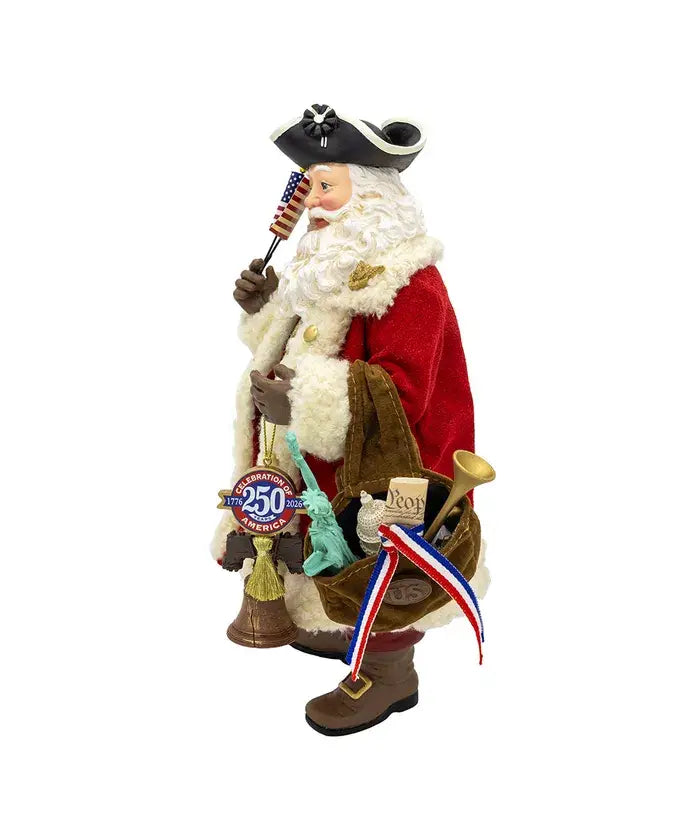 ** Pre- order** 11" 250th Anniversary America Musical Santa Tablepiece