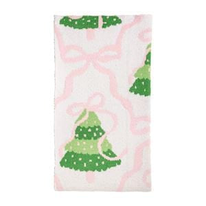 Pink Bow Tree Chenille Blanket