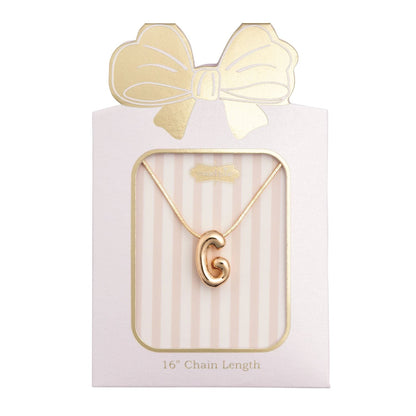 Mud Pie gold bubble letter G initial pendant necklace, 16-inch chain, gift box