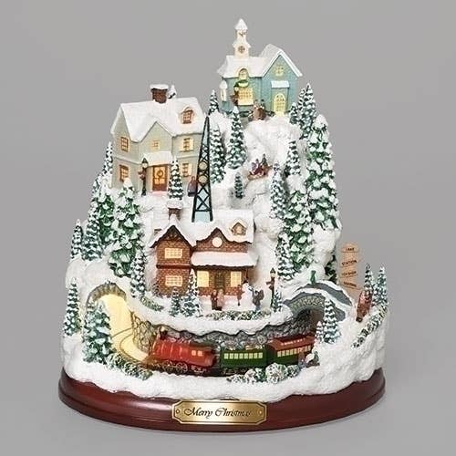 Lighted Musical Mountain Village W/Rotating Train