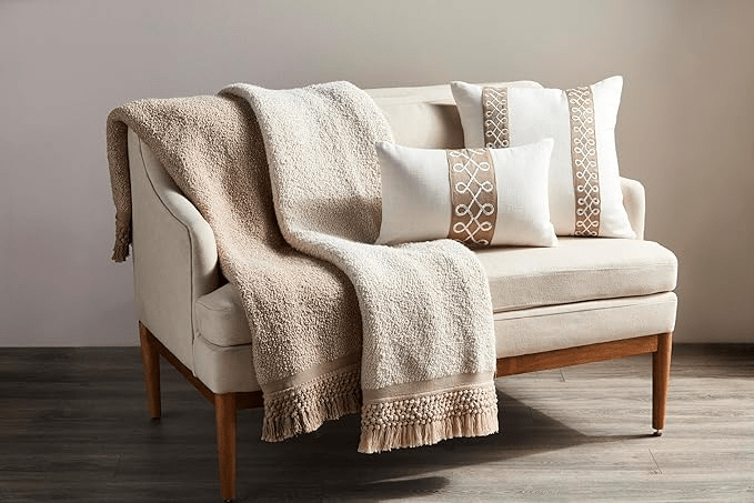 Taupe Tassel Throw Blanket